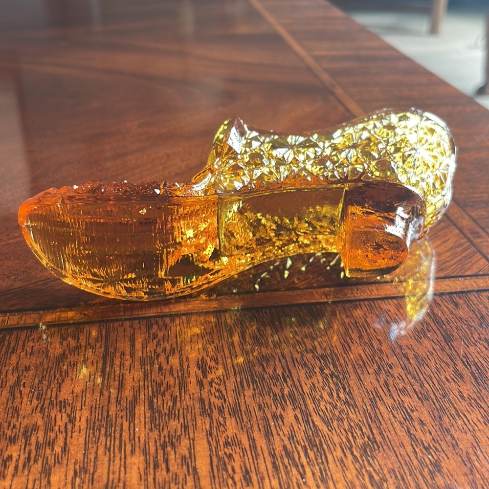 Kanawha glass shoes amber Cadium vintage shoe - Picture 8 of 10
